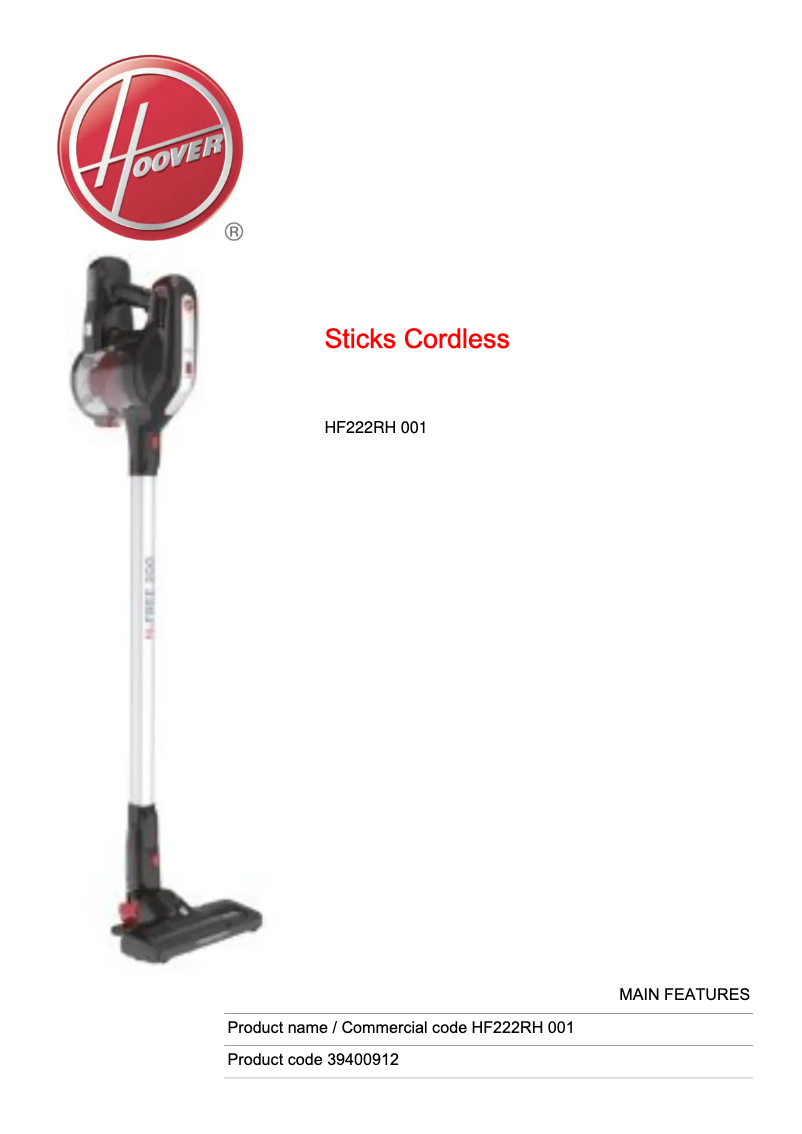 Image de la première page du manuel de l'appareil H-FREE 200 HF222RH 001