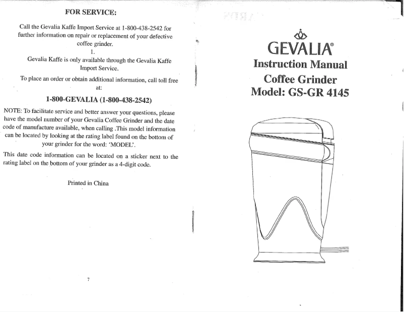 Page n°1 - Manuel utilisateur Gevalia GS-GR 4145