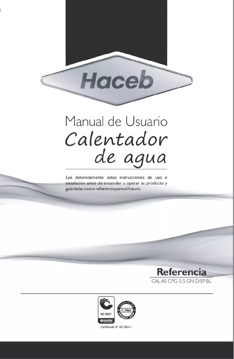 Page n°1 - Manuel utilisateur Haceb Assento CPG-5.5TN GN DISP BL