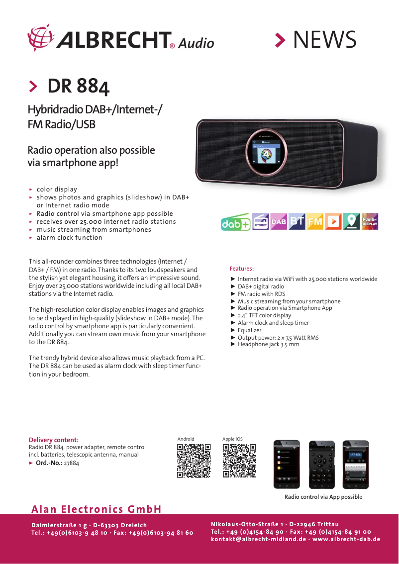 Imagen de la primera página del manual del dispositivo DR 884