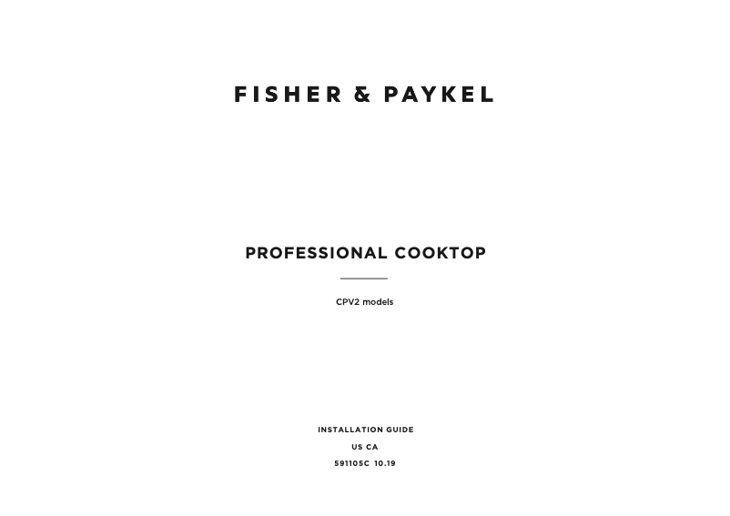 Page 1 de la notice Guide d'installation Fisher & Paykel CPV2-364GDN