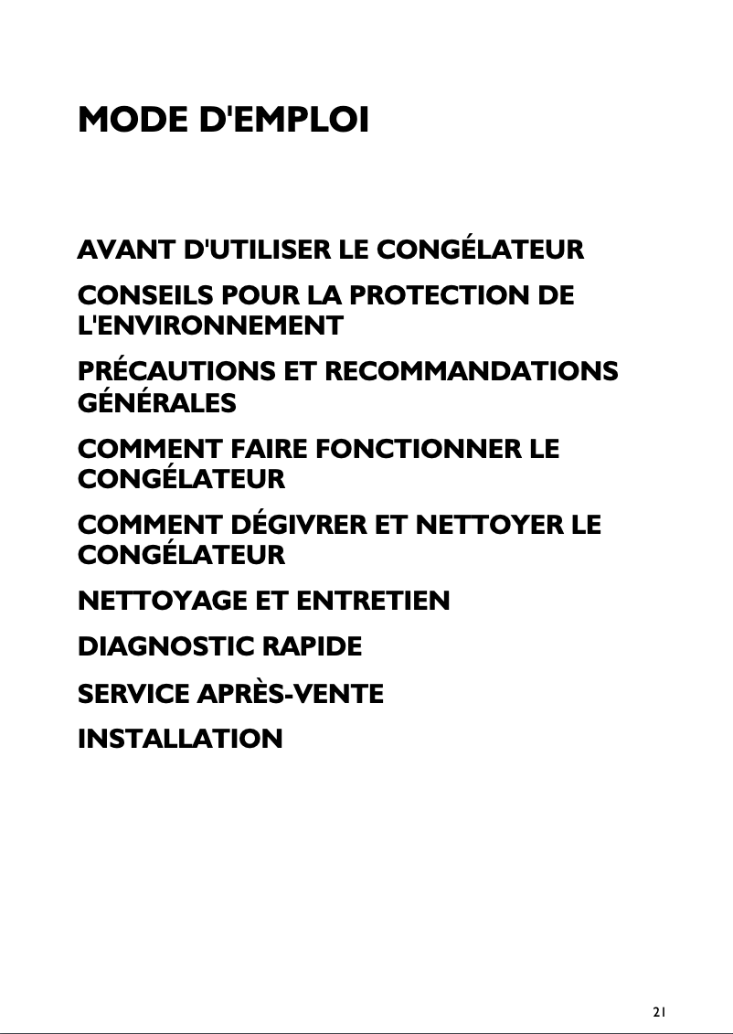 Page 1 de la notice Manuel utilisateur Whirlpool AFG 4600