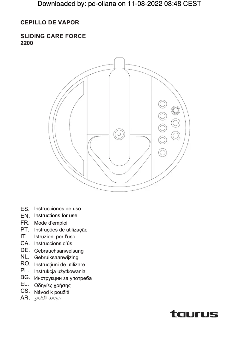 Page n°1 - Manuel utilisateur Taurus Sliding Care Force 2200