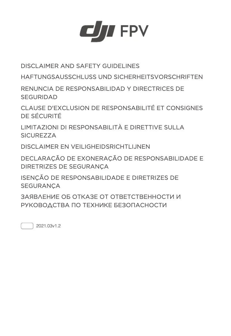 Page 1 de la notice Instructions de sécurité DJI FPV