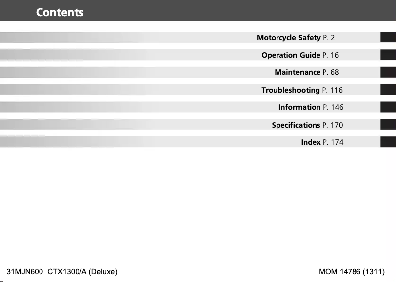 Page 1 de la notice Manuel utilisateur Honda CTX1300 (2014)