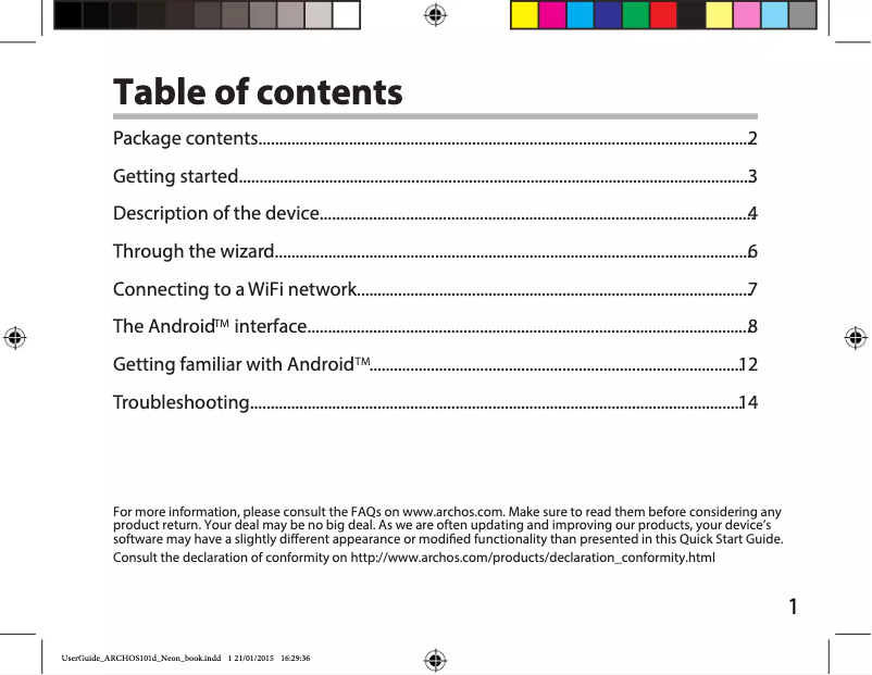 Image de la première page du manuel de l'appareil Neon 101d
