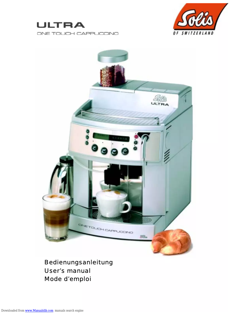 Page 1 de la notice Manuel utilisateur Solis Ultra One Touch Cappuccino