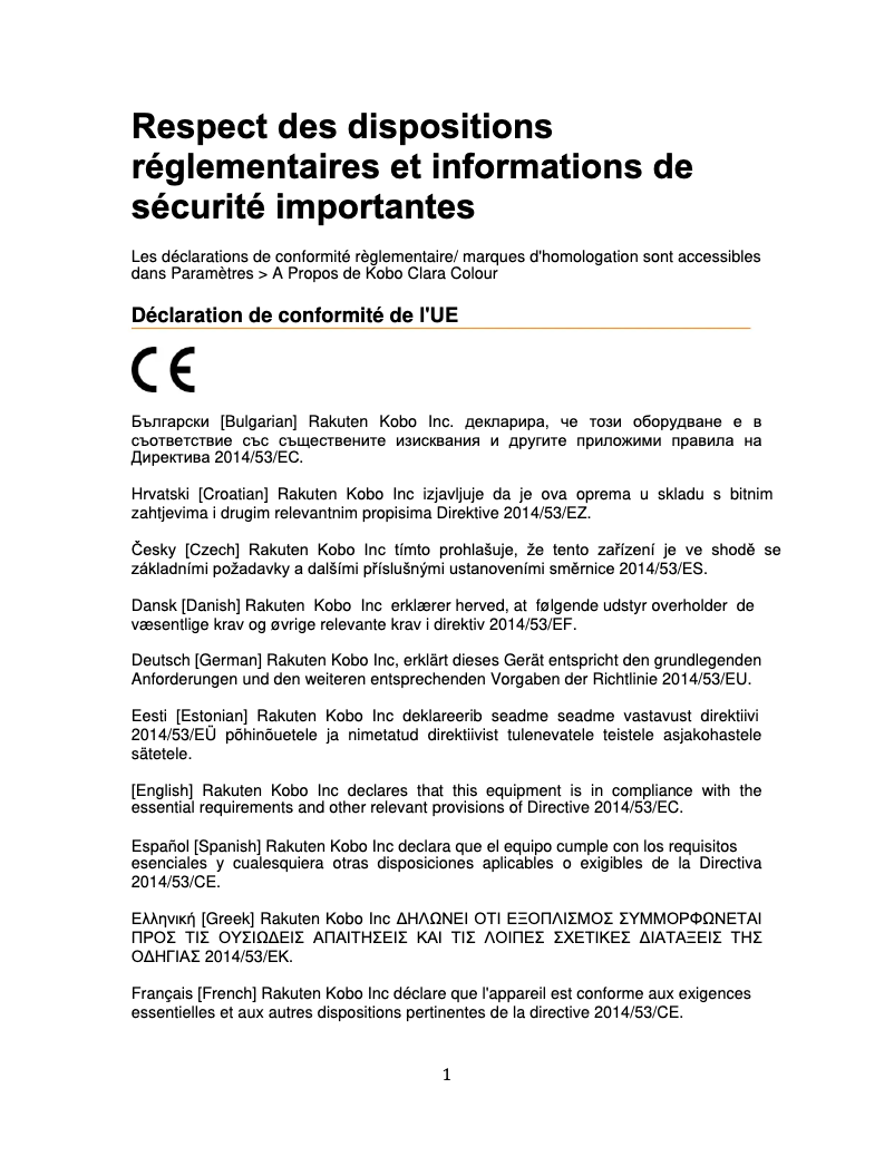 Image de la première page du manuel de l'appareil Clara Colour