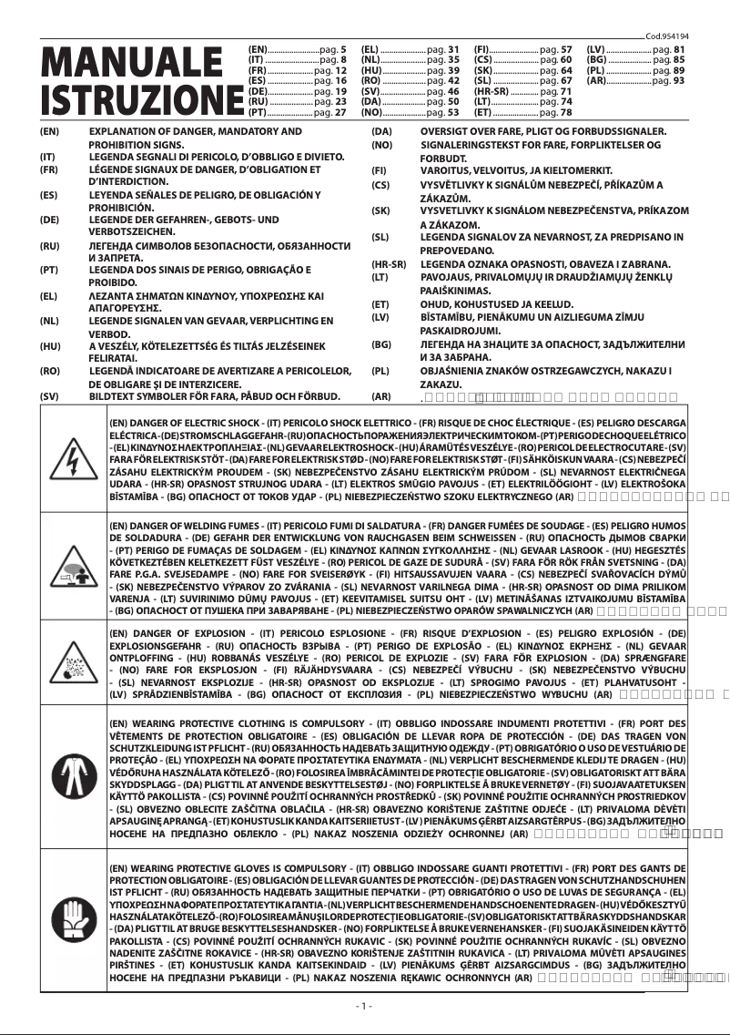 Page 1 de la notice Manuel utilisateur Telwin Infinity 180