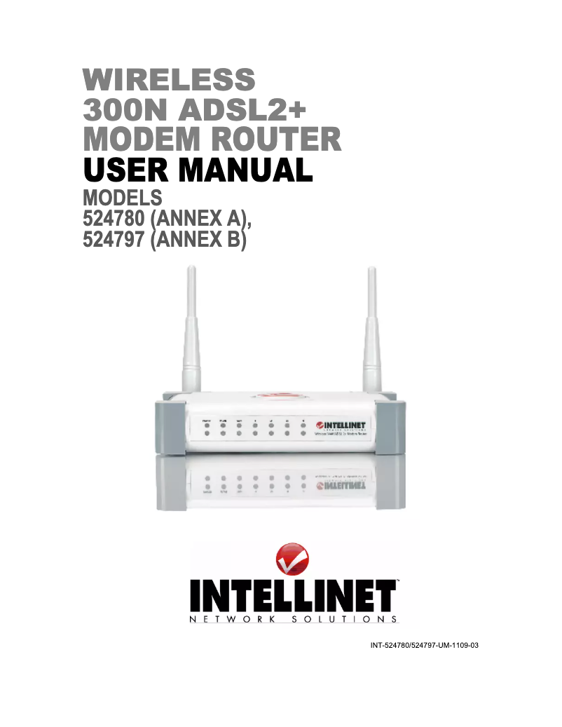 Image de la première page du manuel de l'appareil Wireless 300N ADSL2+ 524780