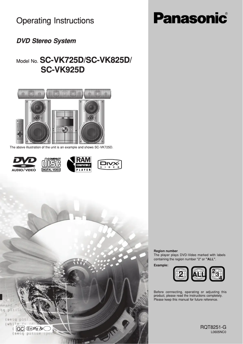 Page n°1 - Manuel utilisateur Panasonic SC-VK825D