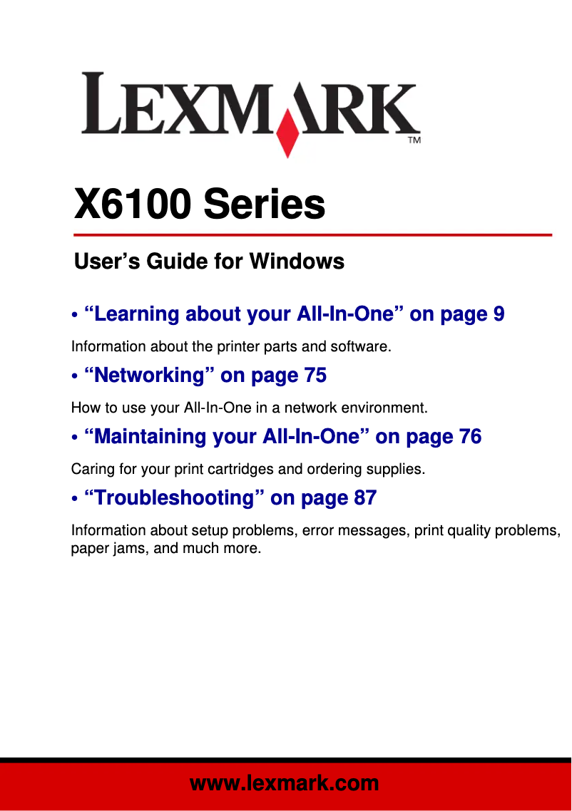 Image de la première page du manuel de l'appareil X6150