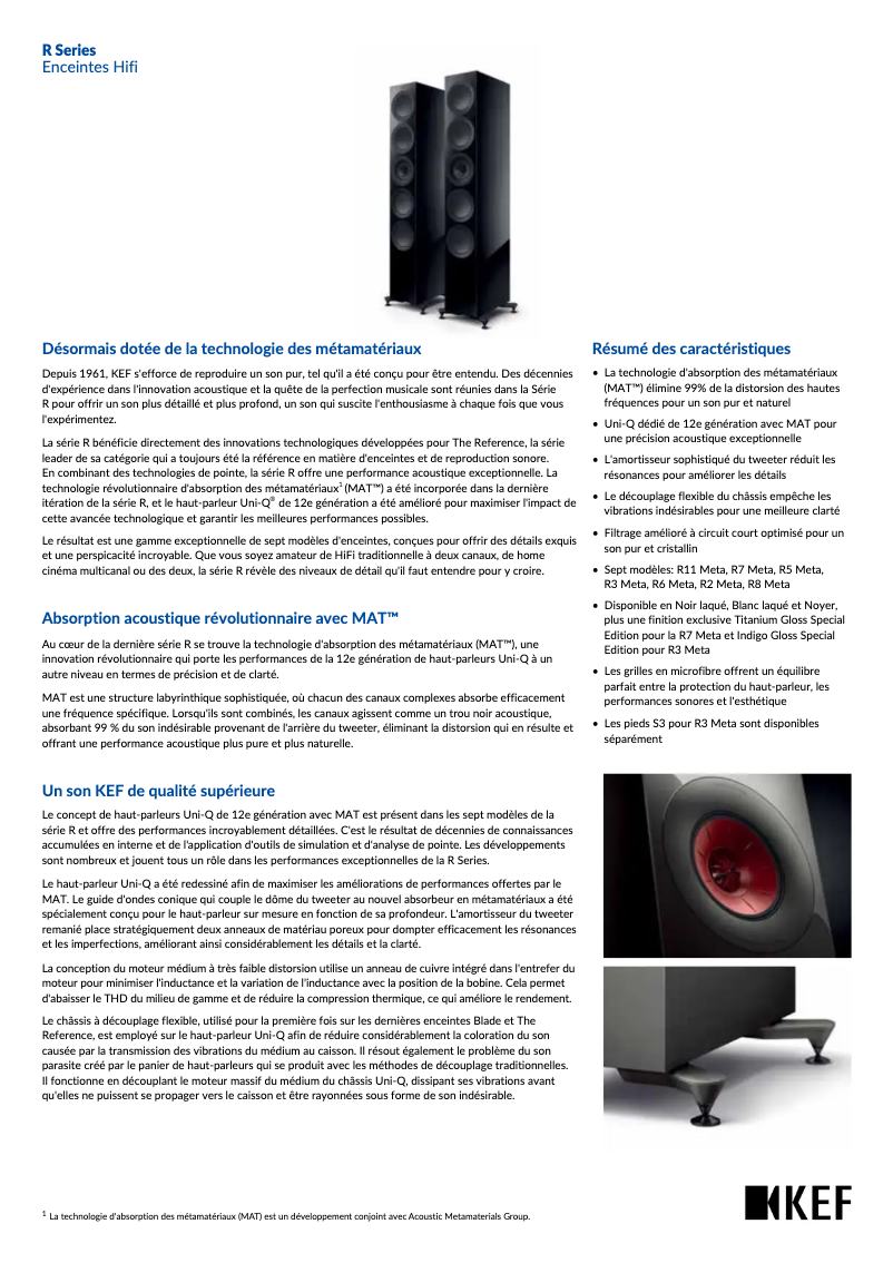 Página 1 del manual Ficha técnica KEF R6