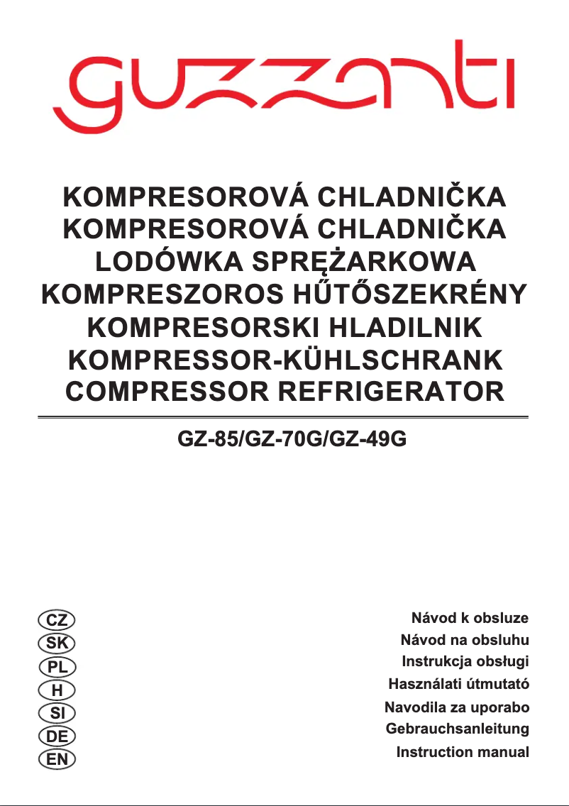 Page 1 de la notice Manuel utilisateur Guzzanti GZ-49G