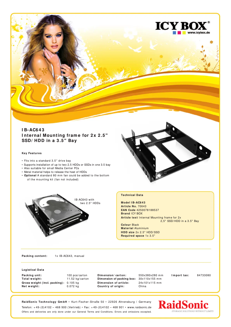 Page n°1 - Fiche technique Icy Box IB-AC643