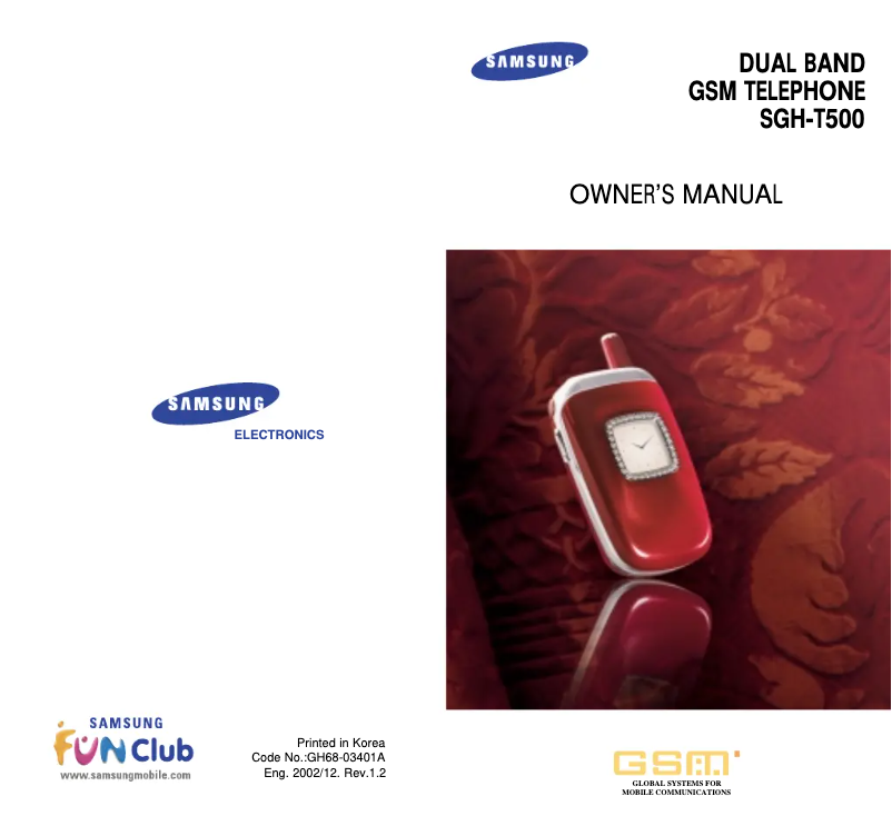 Page n°1 - Manuel utilisateur Samsung SGH-T500