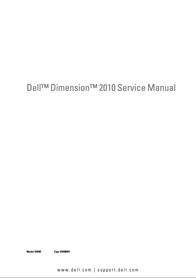 Image de la première page du manuel de l'appareil Dimension 2010