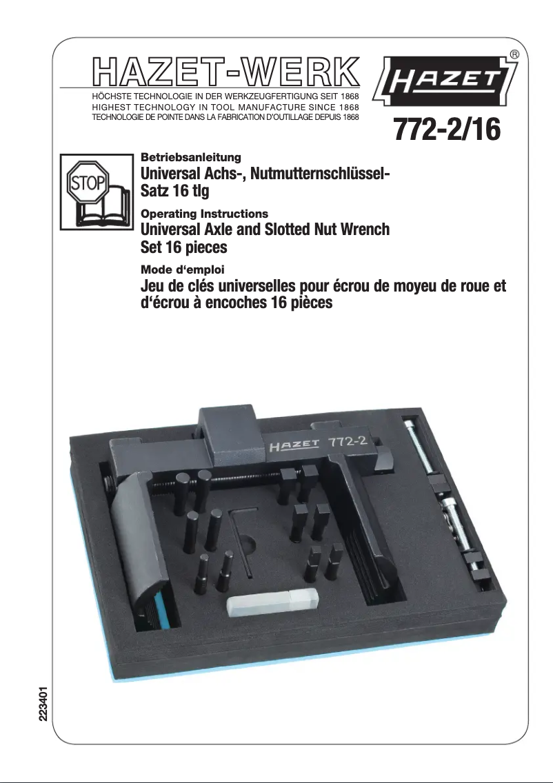 Page n°1 - Manuel utilisateur Hazet 772-2/16