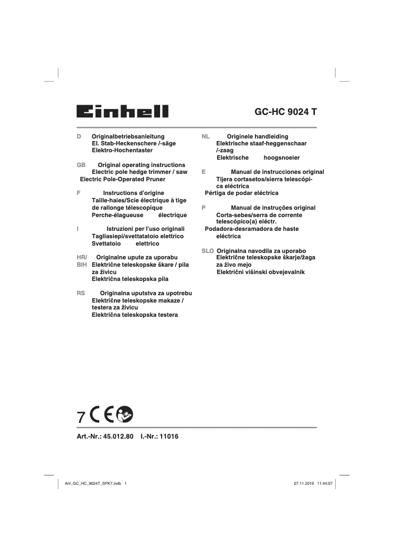 Image de la première page du manuel de l'appareil GC-HC 9024 T