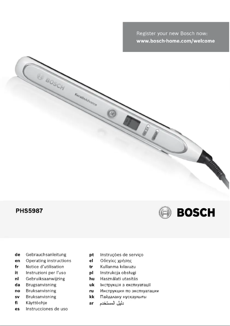 Page 1 de la notice Manuel utilisateur Bosch Keratin Advance PHS5987S