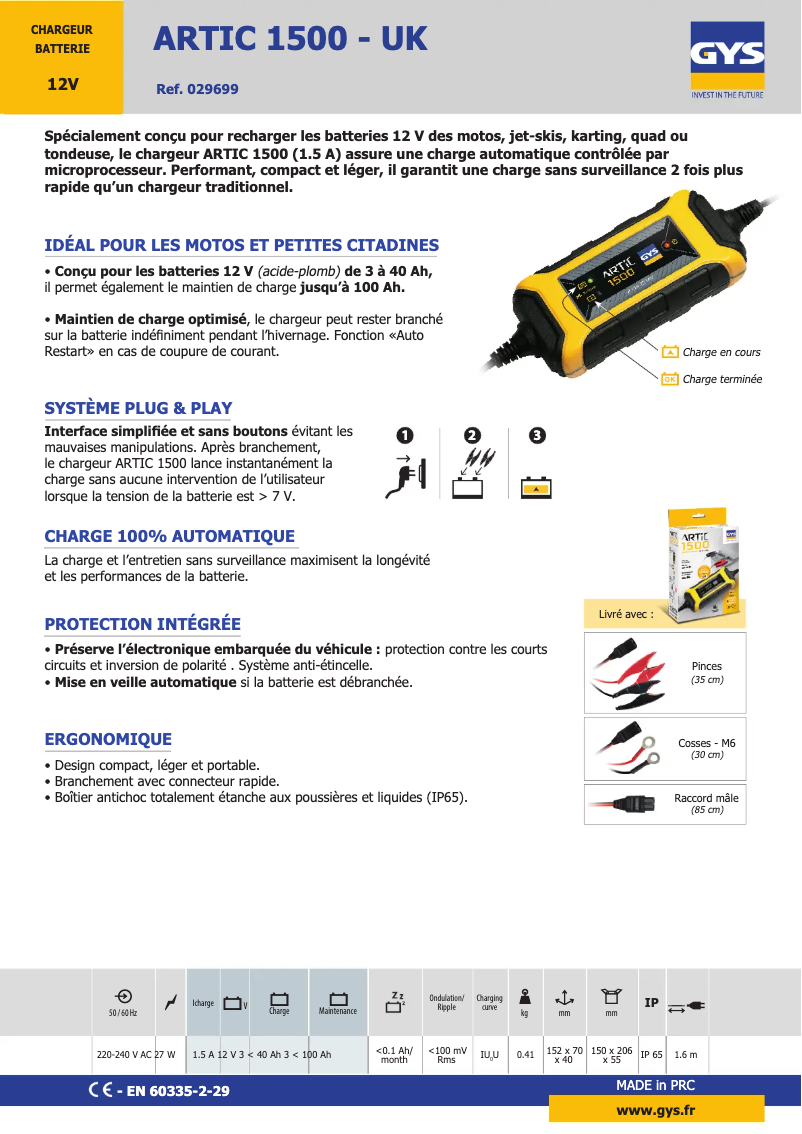 Image de la première page du manuel de l'appareil Artic 1500