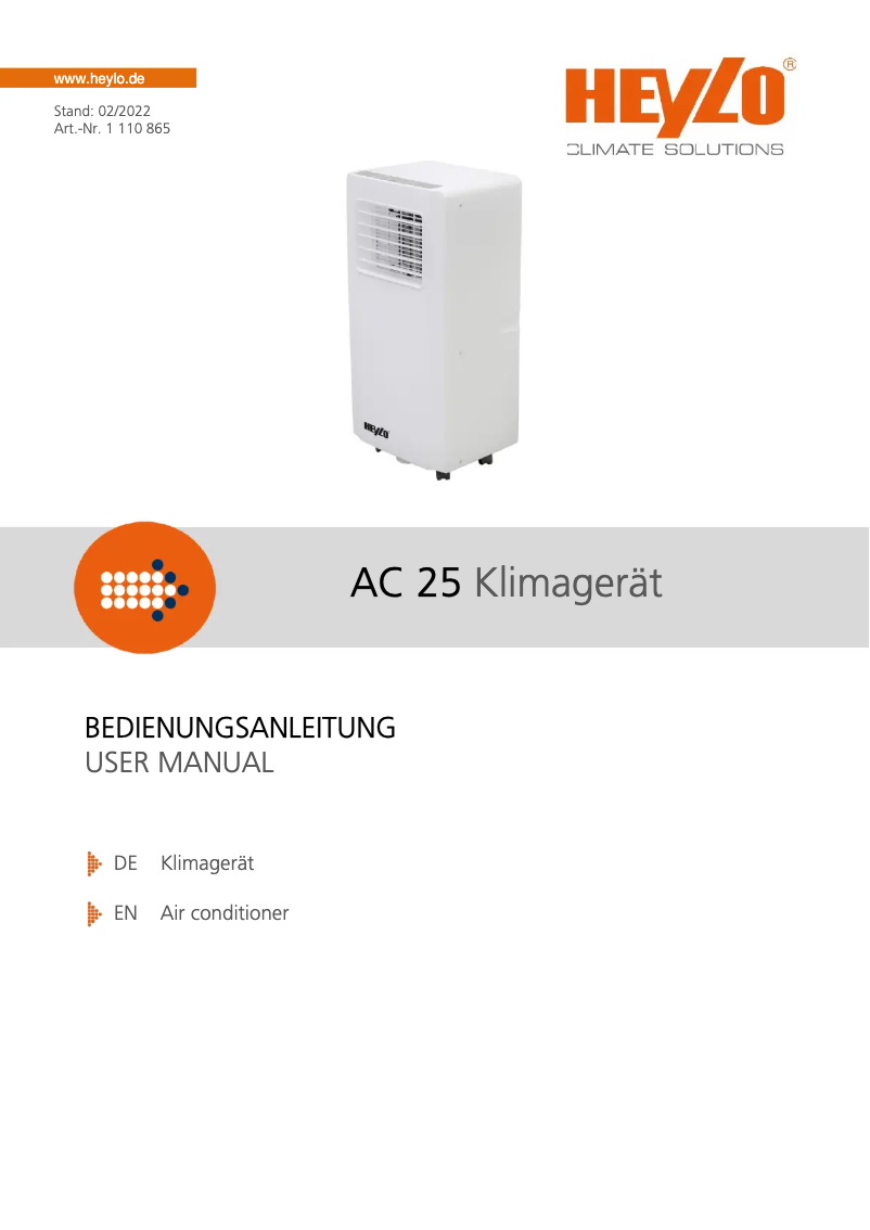 Page n°1 - Manuel utilisateur Heylo AC 25