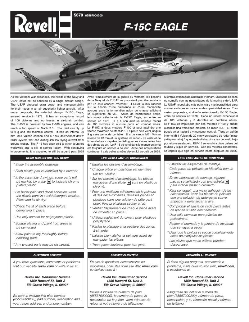 Page 1 de la notice Manuel utilisateur Revell F-15C Eagle