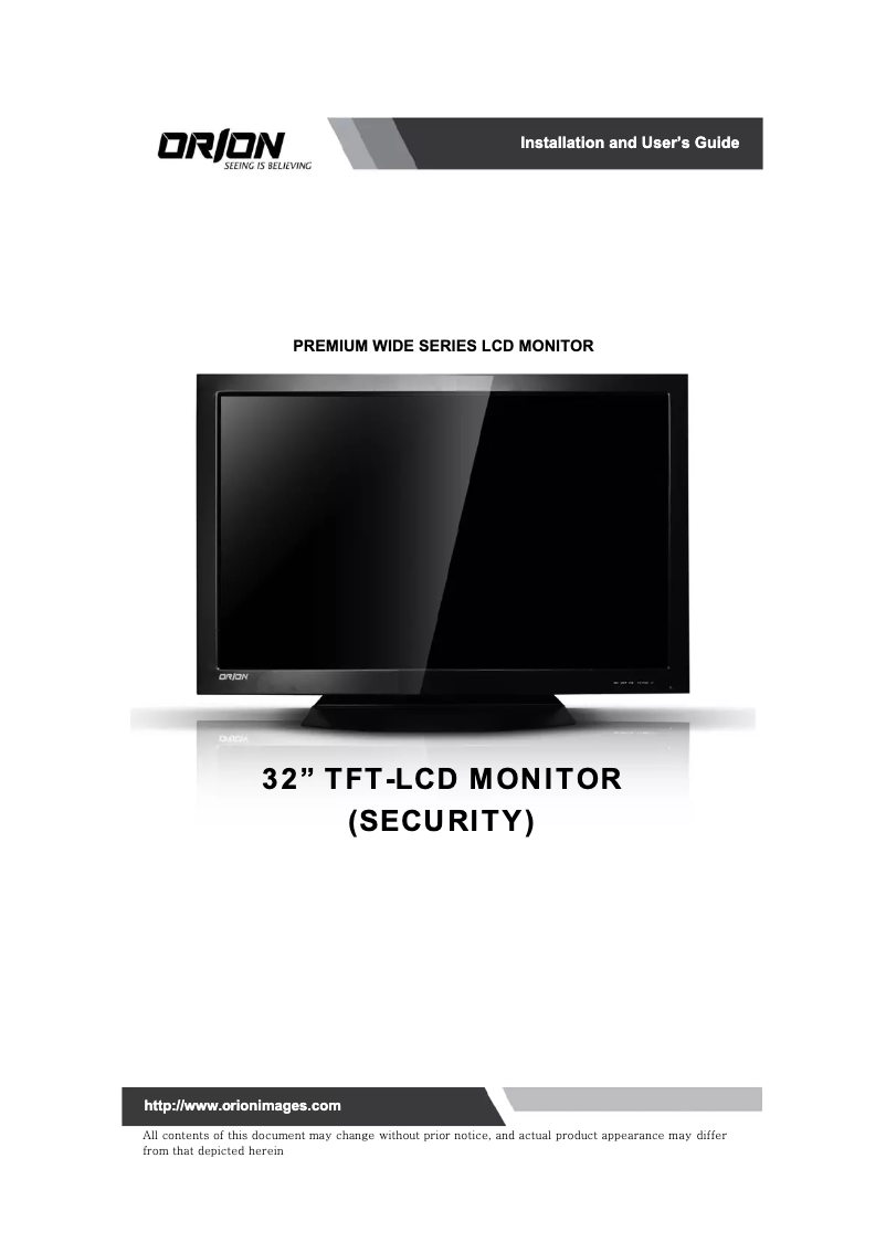 Page 1 de la notice Manuel utilisateur Orion Premium 32RTC