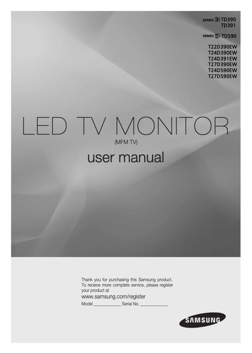 Page 1 de la notice Manuel utilisateur Samsung T24D391EW