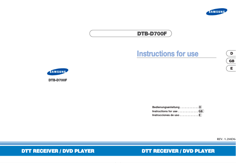 Page n°1 - Manuel utilisateur Samsung DTB-D700F