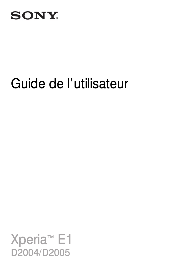 Image de la première page du manuel de l'appareil Xperia E1
