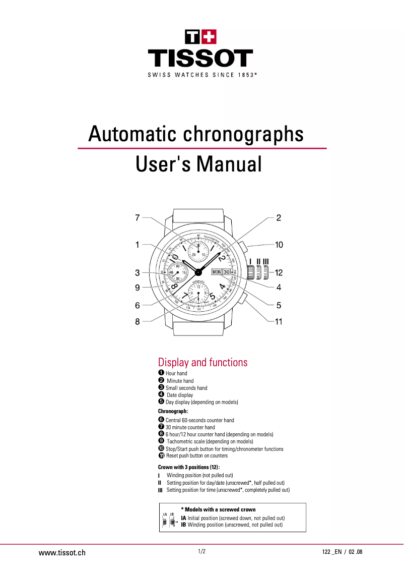 Image de la première page du manuel de l'appareil Couturier Chrono