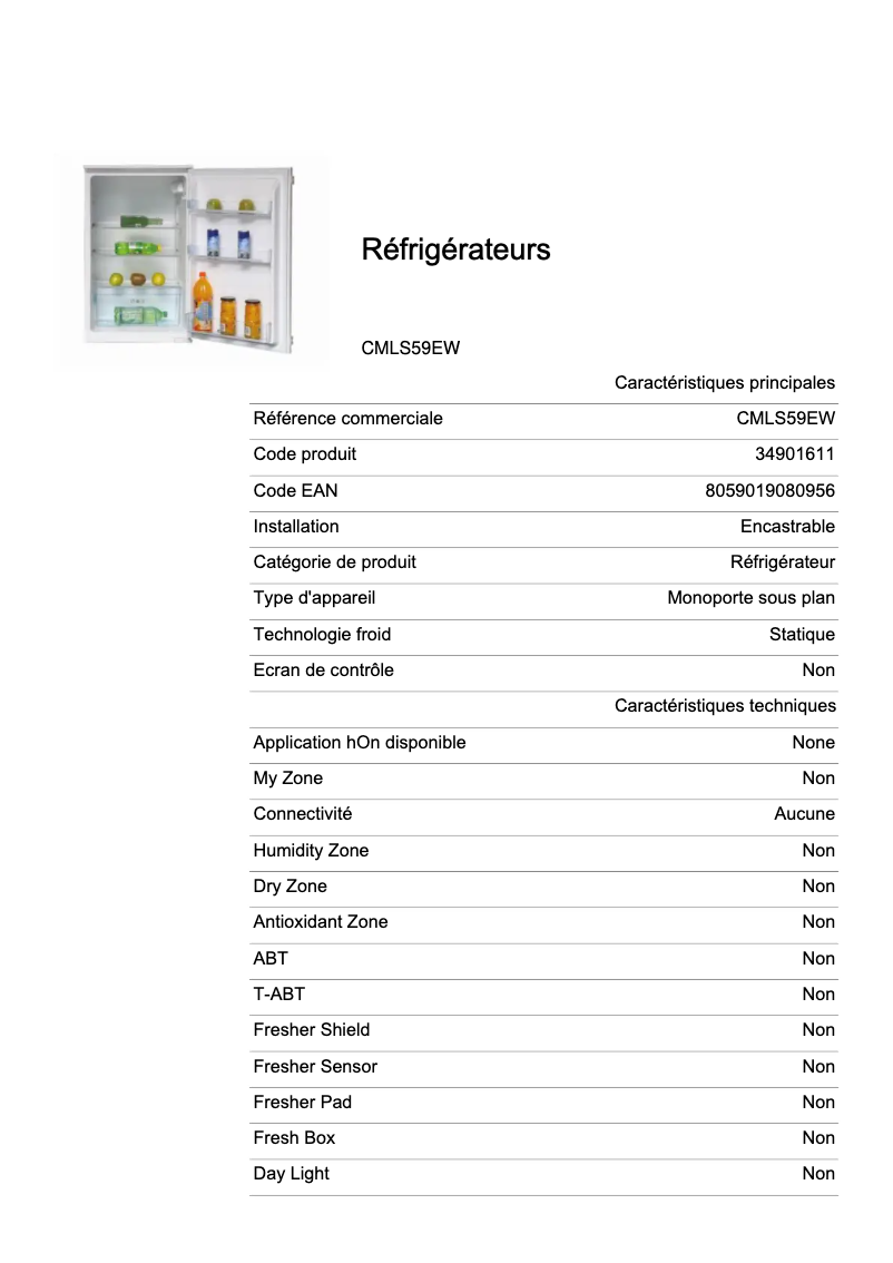 Image de la première page du manuel de l'appareil CMLS59EW