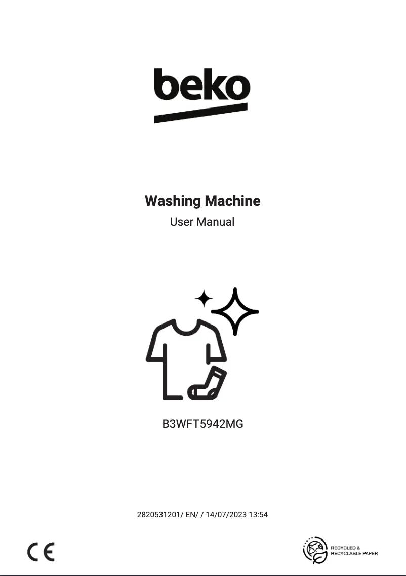 Page 1 de la notice Manuel utilisateur Beko B3WFT5942MG