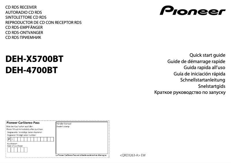 Page n°1 - Guide de démarrage rapide Pioneer DEH-4700BT