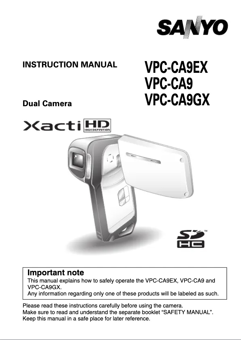 Page n°1 - Manuel utilisateur Sanyo Xacti VPC-CA9EX
