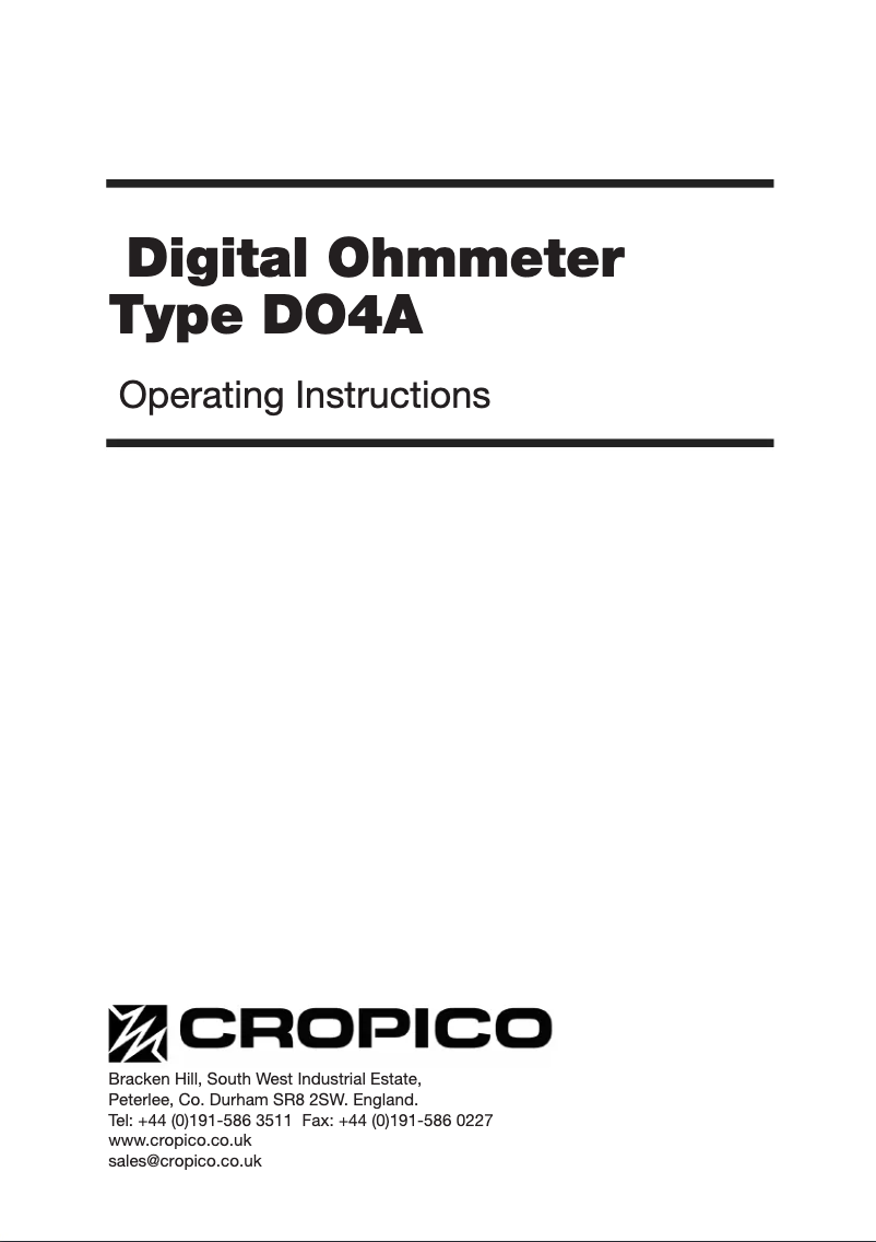 Image de la première page du manuel de l'appareil DO4A