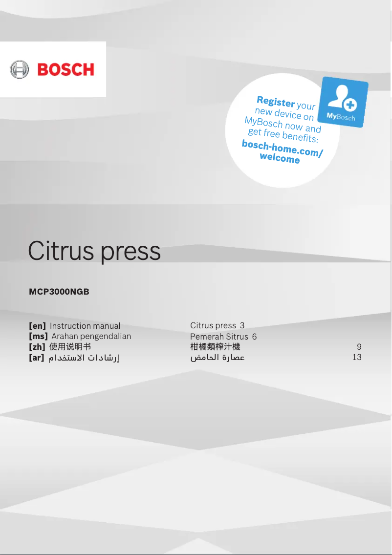 Page 1 de la notice Manuel utilisateur Bosch MCP3000NGB