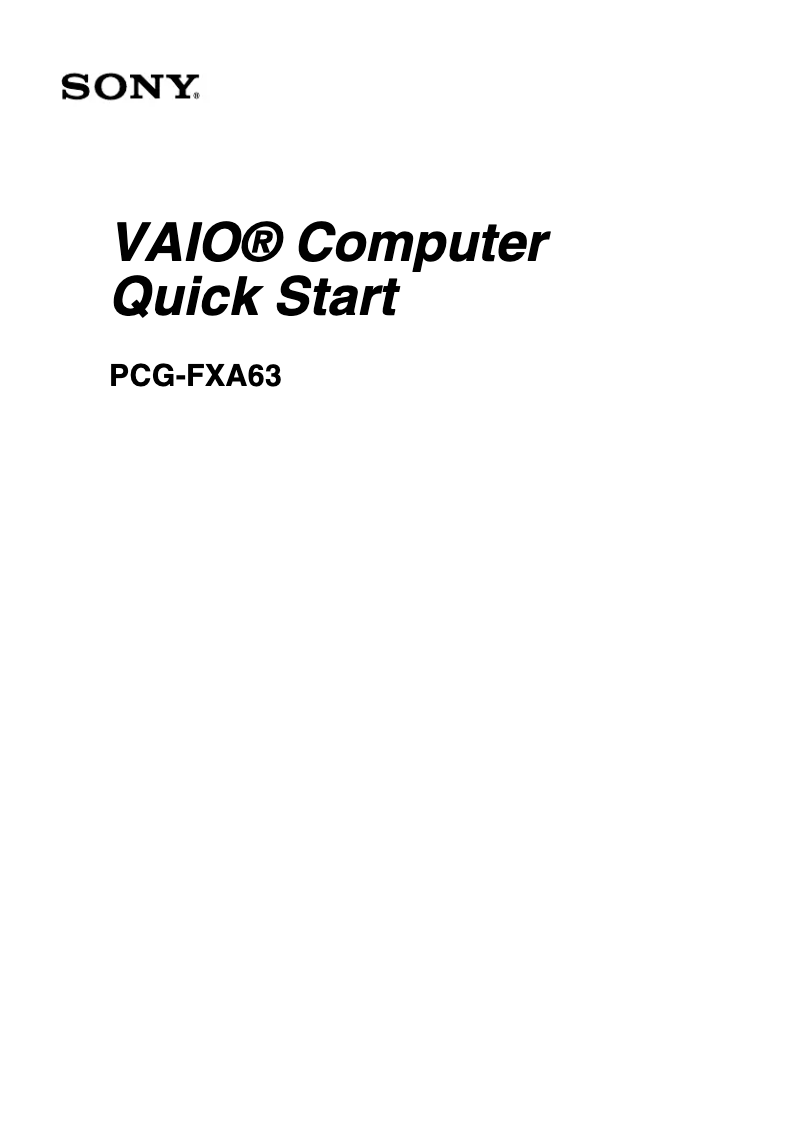 Página 1 del manual Guía de instalación Sony Vaio PCG-FXA63