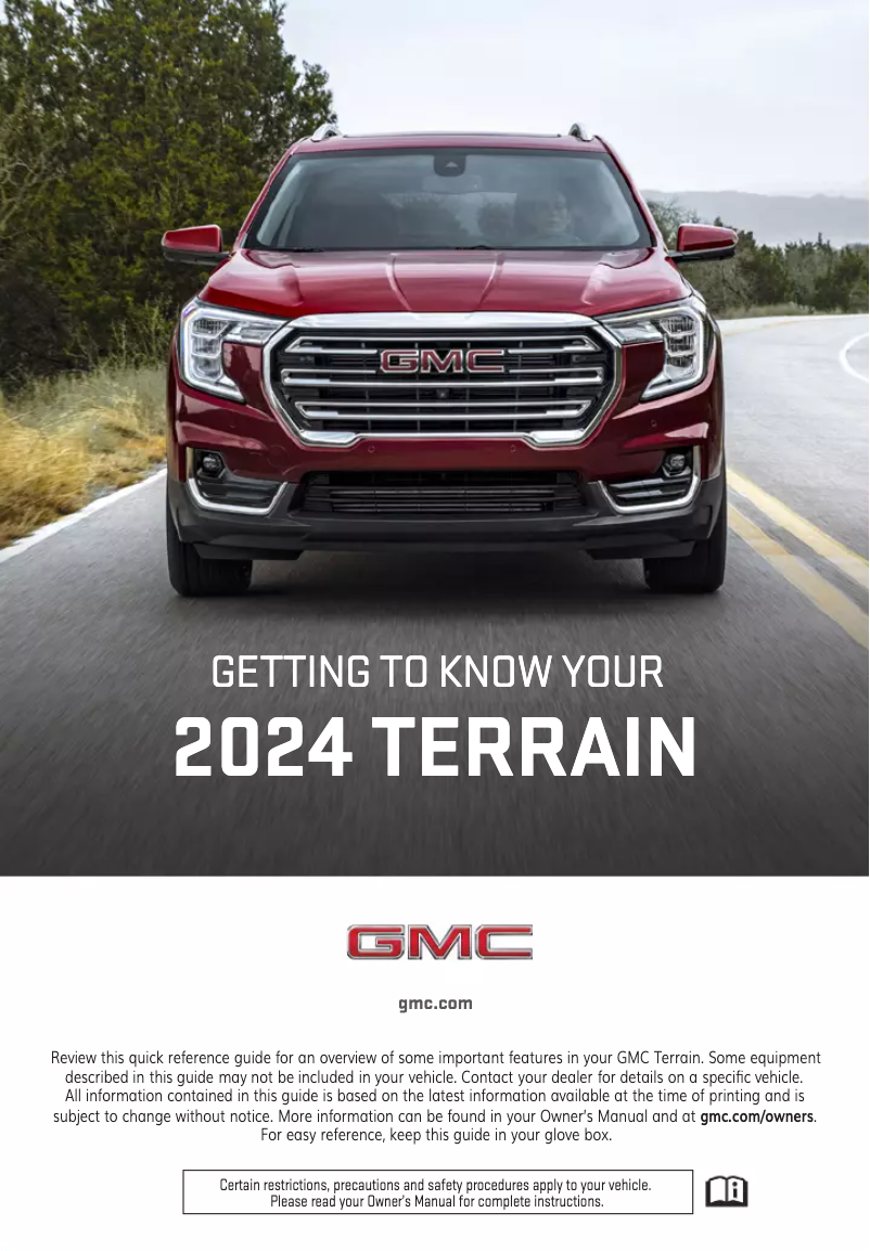 Page 1 de la notice Guide de démarrage rapide GMC Terrain (2024)