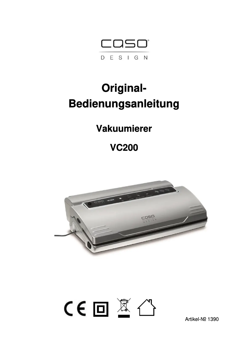 Page 1 de la notice Manuel utilisateur Caso VC 200