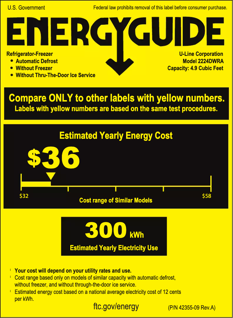 Page n°1 - Label énergétique U-Line U-2224DWR
