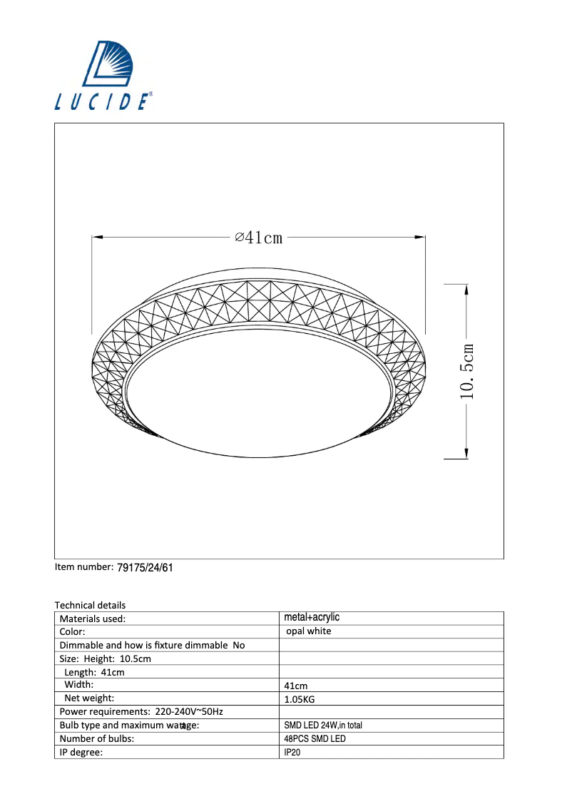 Page n°1 - Manuel utilisateur Lucide Betrano 79175/24/61