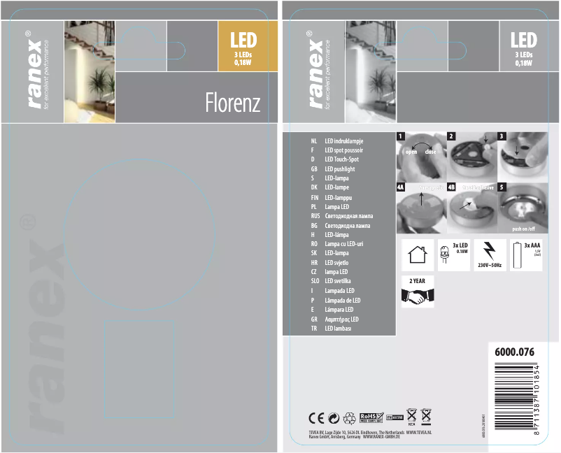 Page 1 de la notice Manuel utilisateur Ranex Florenz 6000.076