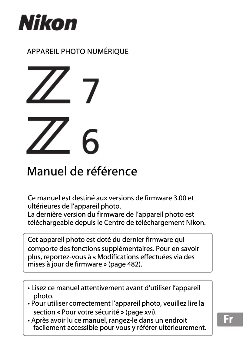 Page n°1 - Manuel utilisateur Nikon Z6
