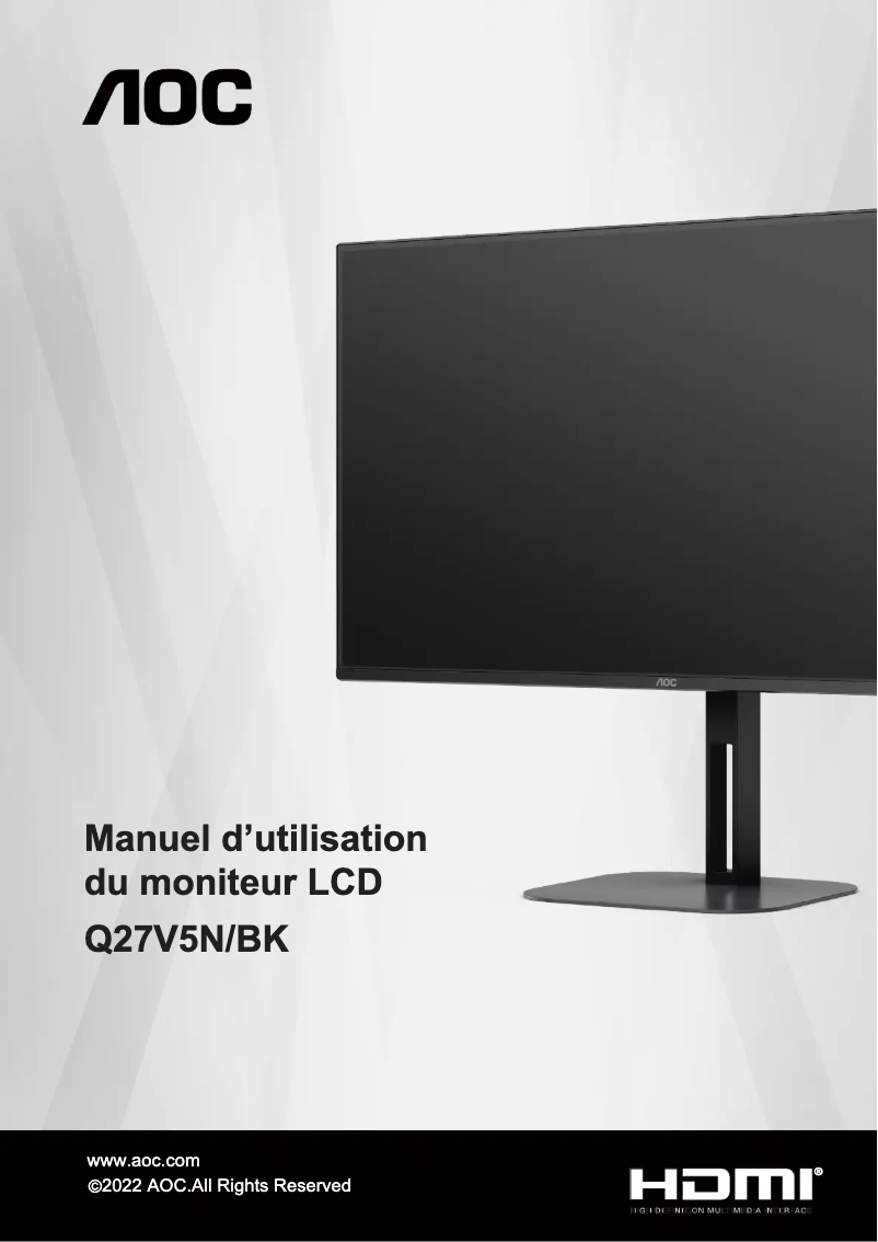 Page n°1 - Manuel utilisateur AOC Q27V5N