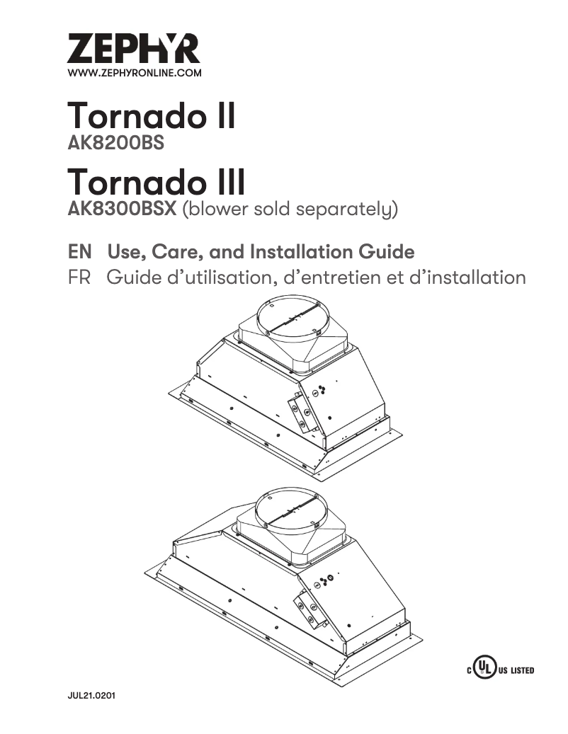 Page 1 de la notice Manuel utilisateur Zephyr Tornado II AK8200BS