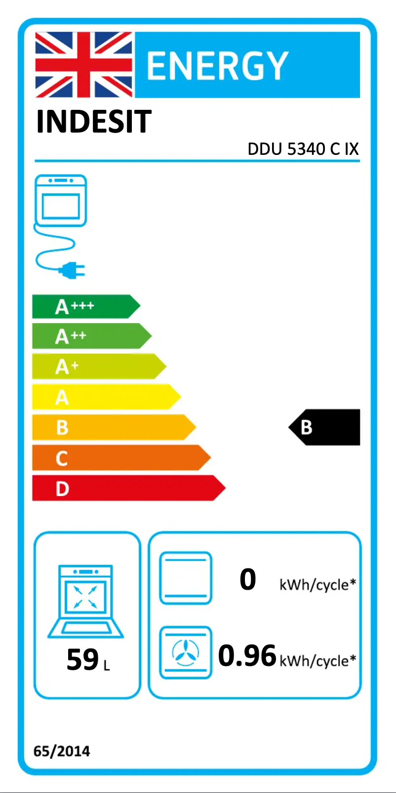 Page 1 de la notice Label énergétique Indesit DDU 5340 C IX