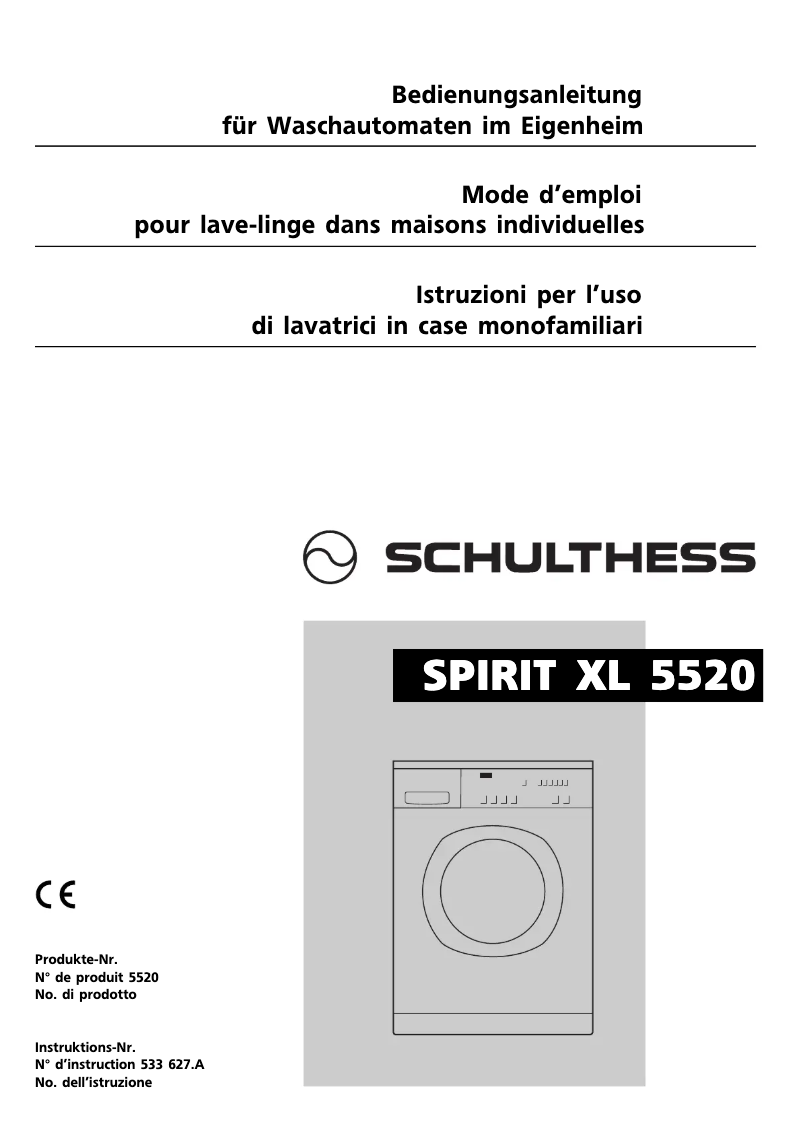 Page 1 de la notice Manuel utilisateur Schulthess Spirit XL 5520