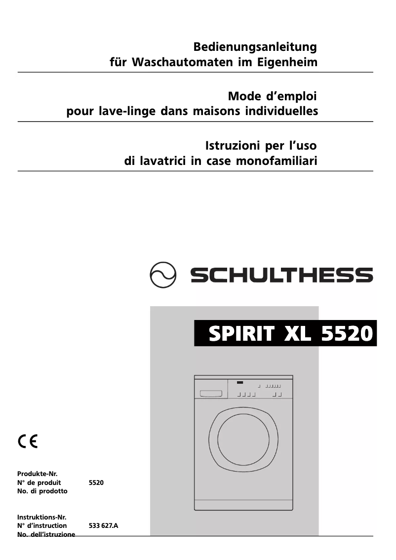 Page n°1 - Manuel utilisateur Schulthess Spirit XL 5520